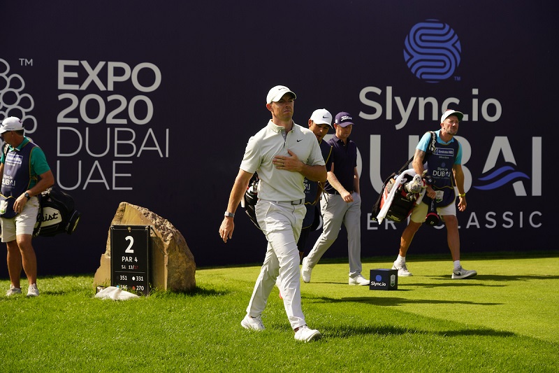 Rory McIlroy durante el Slync.io Dubai Desert Classic 2022. © Golffile | Thos Caffrey