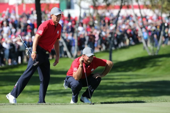 Jordan Spieth y Patrick Reed, los dos últimos de los nueve texanos que ya han ganado el Masters. © Golffile | David Lloyd