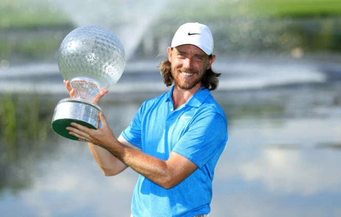 Tommy Fleetwood poses for a photo with the Nedbank Golf Challenge Trophy after victory during the fourth round of the Nedbank Golf Challenge hosted by Gary Player at the Gary Player CC on November 17, 2019 in Sun City, South Africa. (Photo by Warren Little/Getty Images)