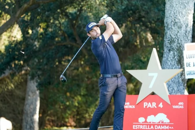 Sebas García Rodríguez durante la primera ronda en Valderrama. © Golffile | Fran Caffrey