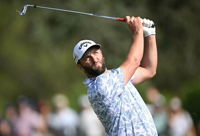 Jon Rahm of Spain plays his approach shot on the 13th hole during Day Three of the acciona Open de Espana presented by Madrid at Club de Campo Villa de Madrid on October 08, 2022 in Madrid, Spain. (Photo by Stuart Franklin/Getty Images)