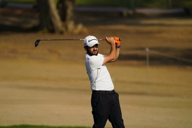 Ángel Hidalgo en la jornada final del Hero Dubai Desert Classic 2023. © Golffile | Thos Caffrey