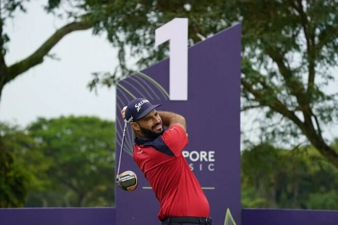 Santiago Tarrio durante la segunda jornada del Singapore Classic 2023. © Golffile | Thos Caffrey