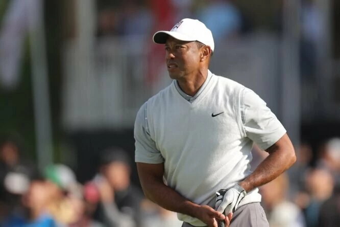Tiger Woods durante la tercera jornada del Genesis Invitational 2023. © Golffile | Joe Lumaya