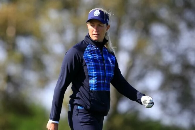 Suzann Pettersen during the Solheim Cup 2019. © Golffile | Thos Caffrey