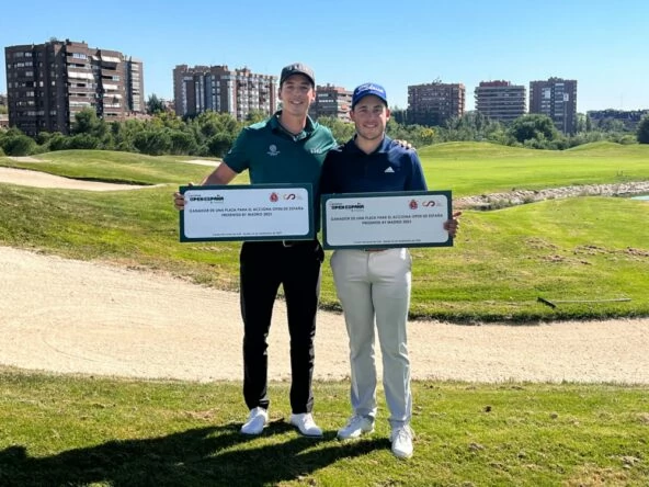 Ignacio Gómez Osuna y Víctor García Broto tras liderar la ronda clasificatoria en el Centro Nacional de Golf.
