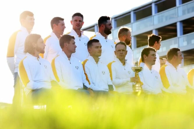 El equipo europeo de la Ryder Cup, durante la sesión de fotos oficial.