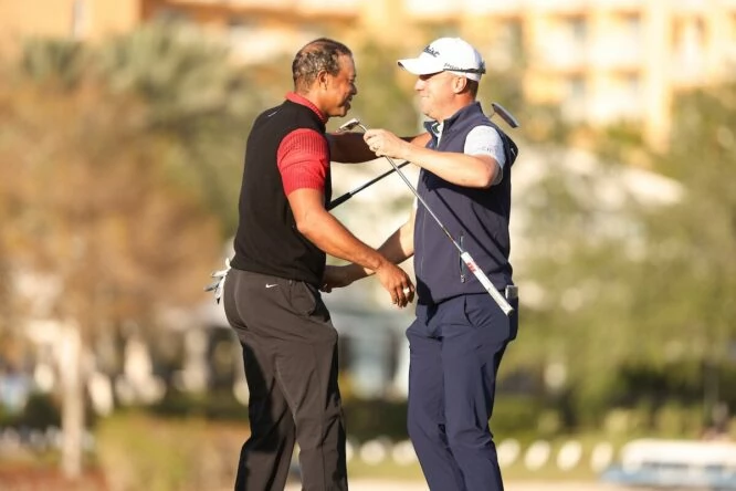 Tiger Woods y Justin Thomas. © Golffile | Scott Halleran