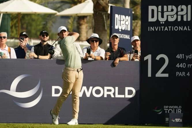 Rory McIlroy during round one of the Dubai Invitational. © Golffile | Fran Caffrey