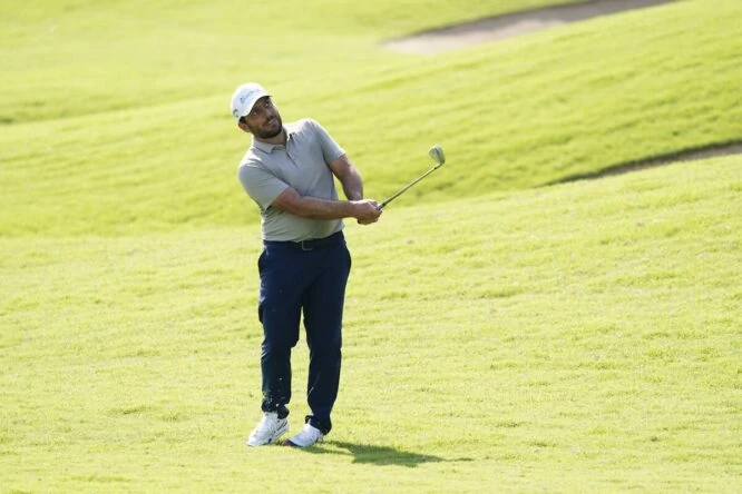 Francesco Molinari durante la ronda final del Dubai Invitational 2024. © Golffile | Thos Caffrey