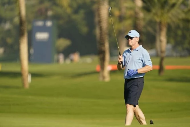 Keith Pelley, durante el Dubai Invitational que ha jugado como amateur.