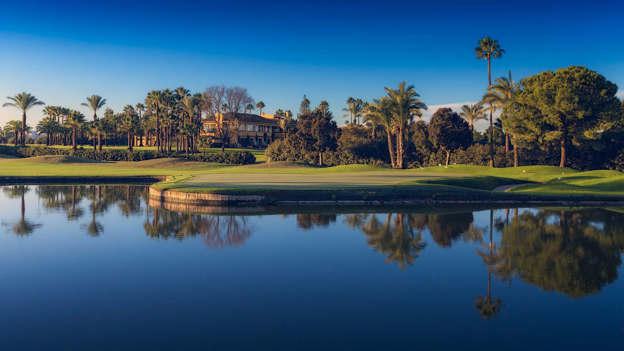 Vista del green del hoyo 9 del Real Club Sevilla Golf. Vista del green del hoyo 9 del Real Club Sevilla Golf.