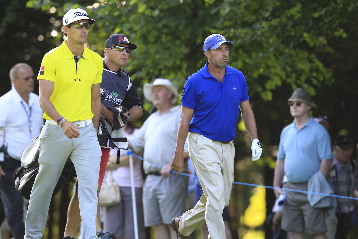 Rafael Cabrera Bello y José María Olazábal en el Irish Open 2014. © Golffile | Eoin Clarke