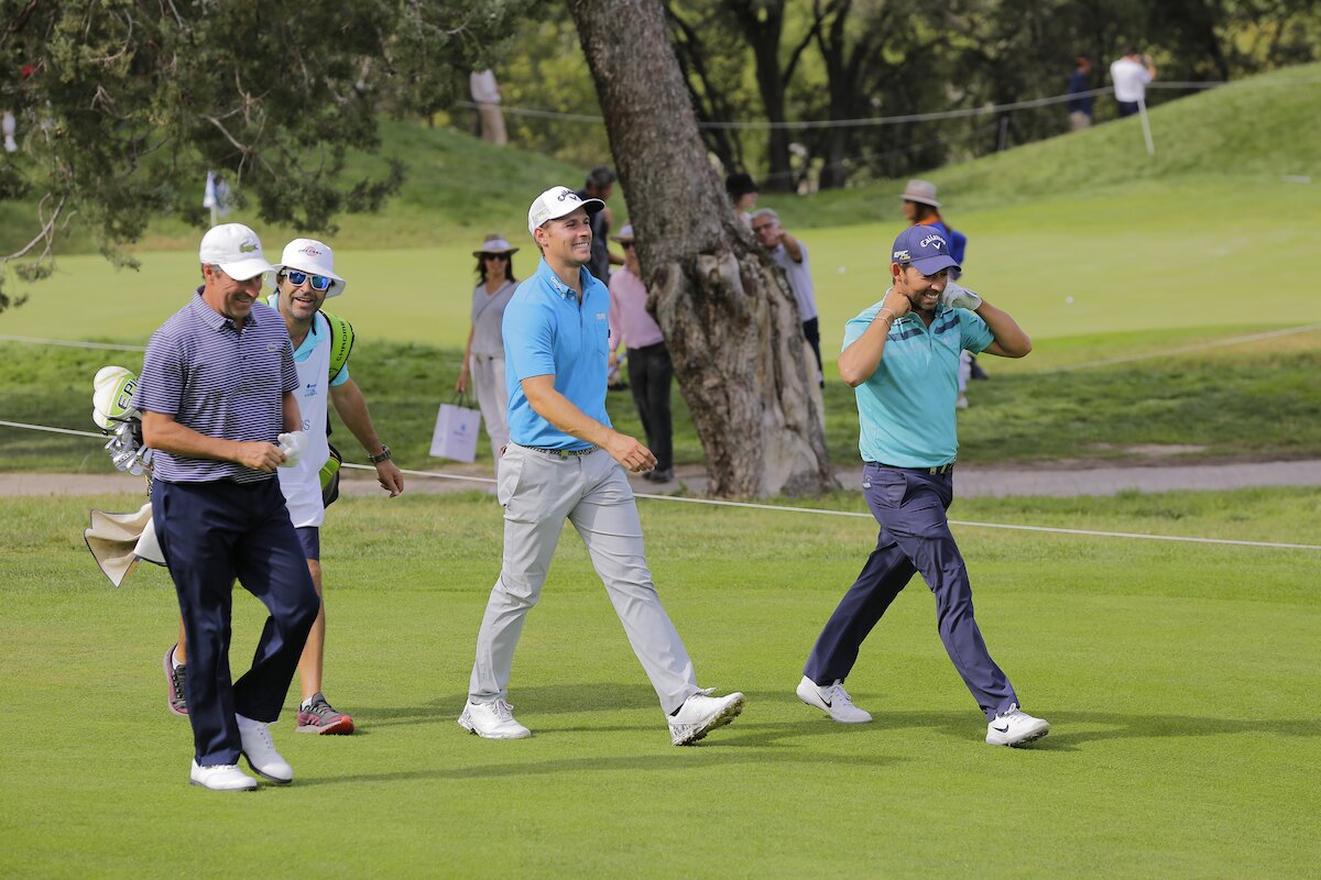 José María Olazábal, Andrea Pavan y Pablo Larrazábal en el Mutuactivos Open de España 2019. © Golffile | Hugo Alcalde
