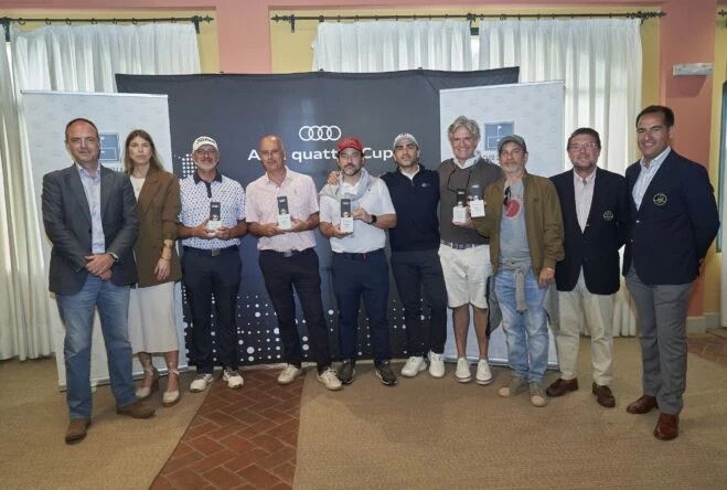 Los ganadores del torneo del Real Club Sevilla Golf del Audi quattro Cup.