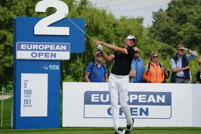 Jannik De Bruyn durante la primera jornada del European Open. © Golffile | Fran Caffrey
