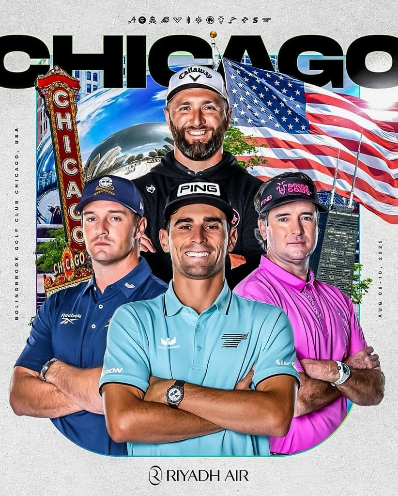 Cartel del LIV Golf Chicago 2025 © LIV Golf Cartel del LIV Golf Chicago 2025 © LIV Golf