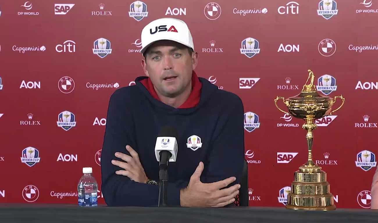 Keegan Bradley, durante su primera comparecencia en la semana de la Ryder Cup en Bethpage. Keegan Bradley, durante su primera comparecencia en la semana de la Ryder Cup en Bethpage.