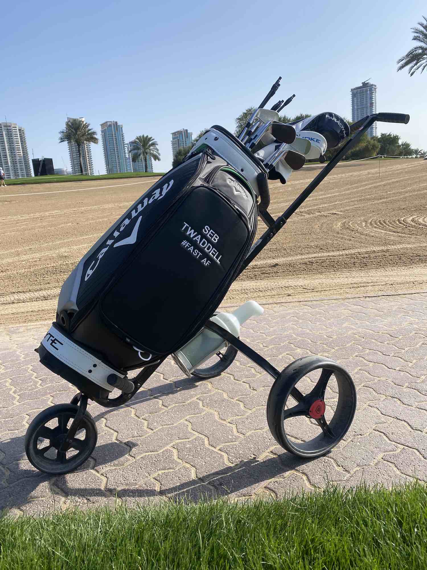 Seb Twaddell's golf bag.