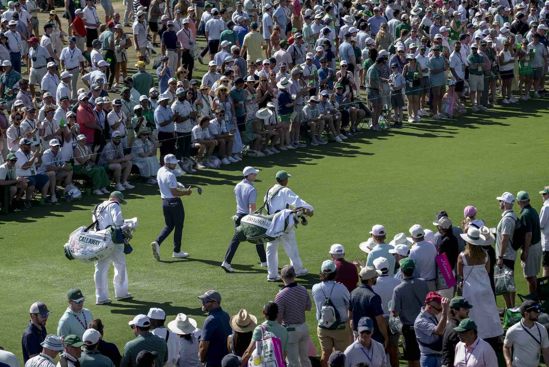 2026 Masters Tournament Sam Burns y Rory McIlroy, este sábado en el último partido del día.