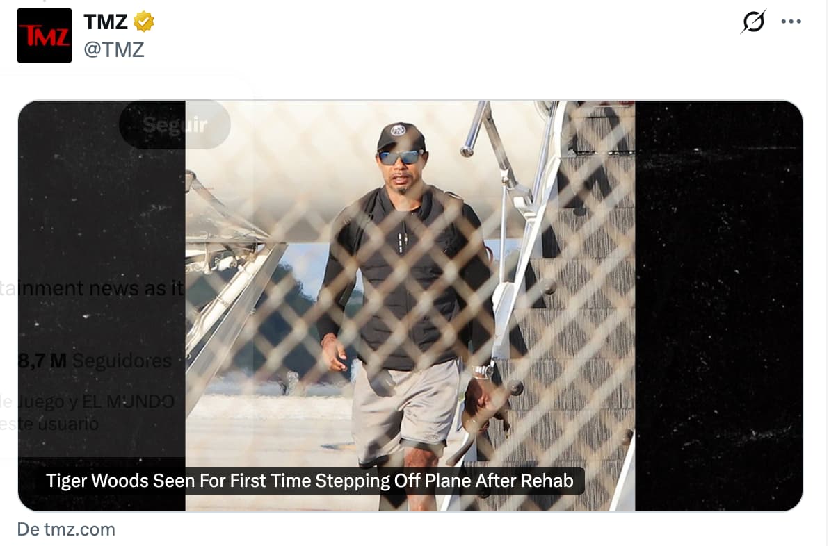 Tiger, llegando a Florida © Twitter TMZ Sports Tiger, llegando a Florida © Twitter TMZ Sports
