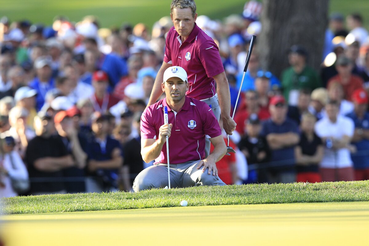 Luke Donald and Sergio Garcia in Saturday's fourballs during the 2012 Ryder Cup in Medinah. © Golffile | Eoin Clarke Luke Donald and Sergio Garcia in Saturday's fourballs during the 2012 Ryder Cup in Medinah. © Golffile | Eoin Clarke